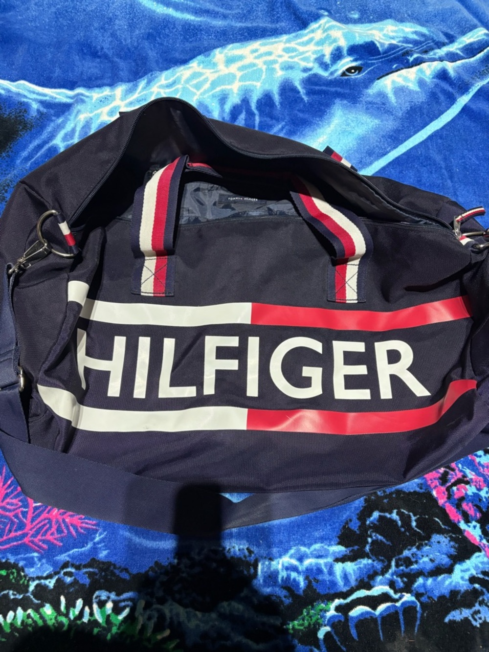 Tommy Hilfiger Navy, Red & White Logo Duffel